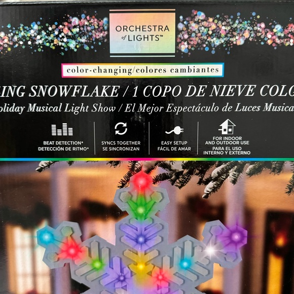Gemmy Orchestra of Lights 18" 24 Light Color-Changing Hanging Snowflake NEW! - Picture 2 of 7